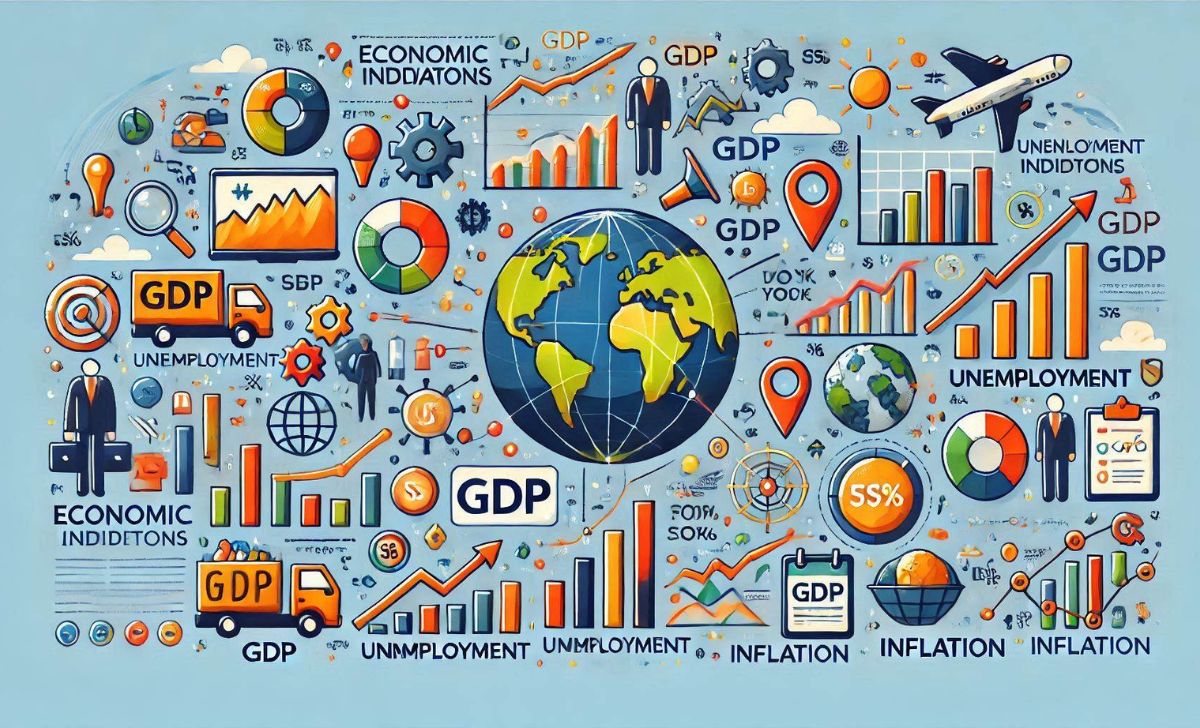 Economic indicators are stats that reveal a country's economic health and market trends