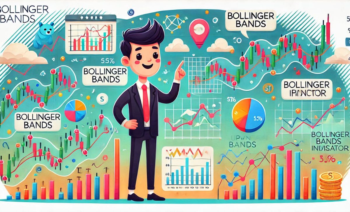 Bollinger Bands show market volatility with a moving average and standard deviation