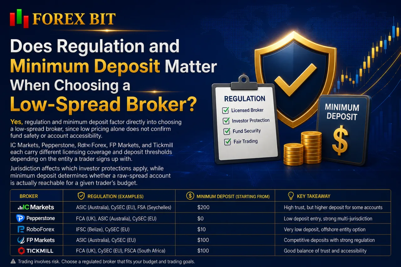 Does Regulation and Minimum Deposit Matter When Choosing a Low-Spread Broker