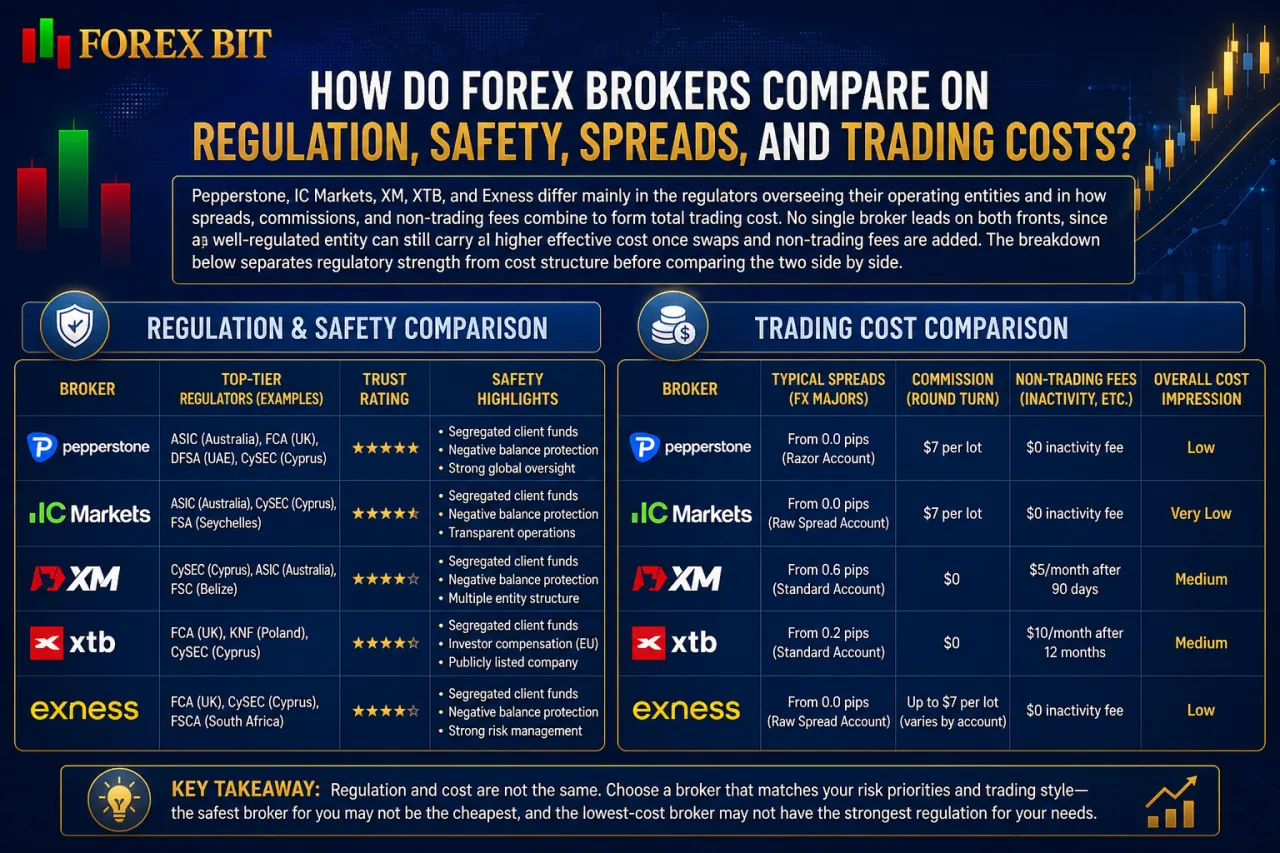 How Do Forex Brokers Compare on Regulation, Safety, Spreads, and Trading Costs