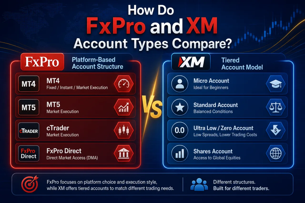 How Do FxPro and XM Account Types Compare