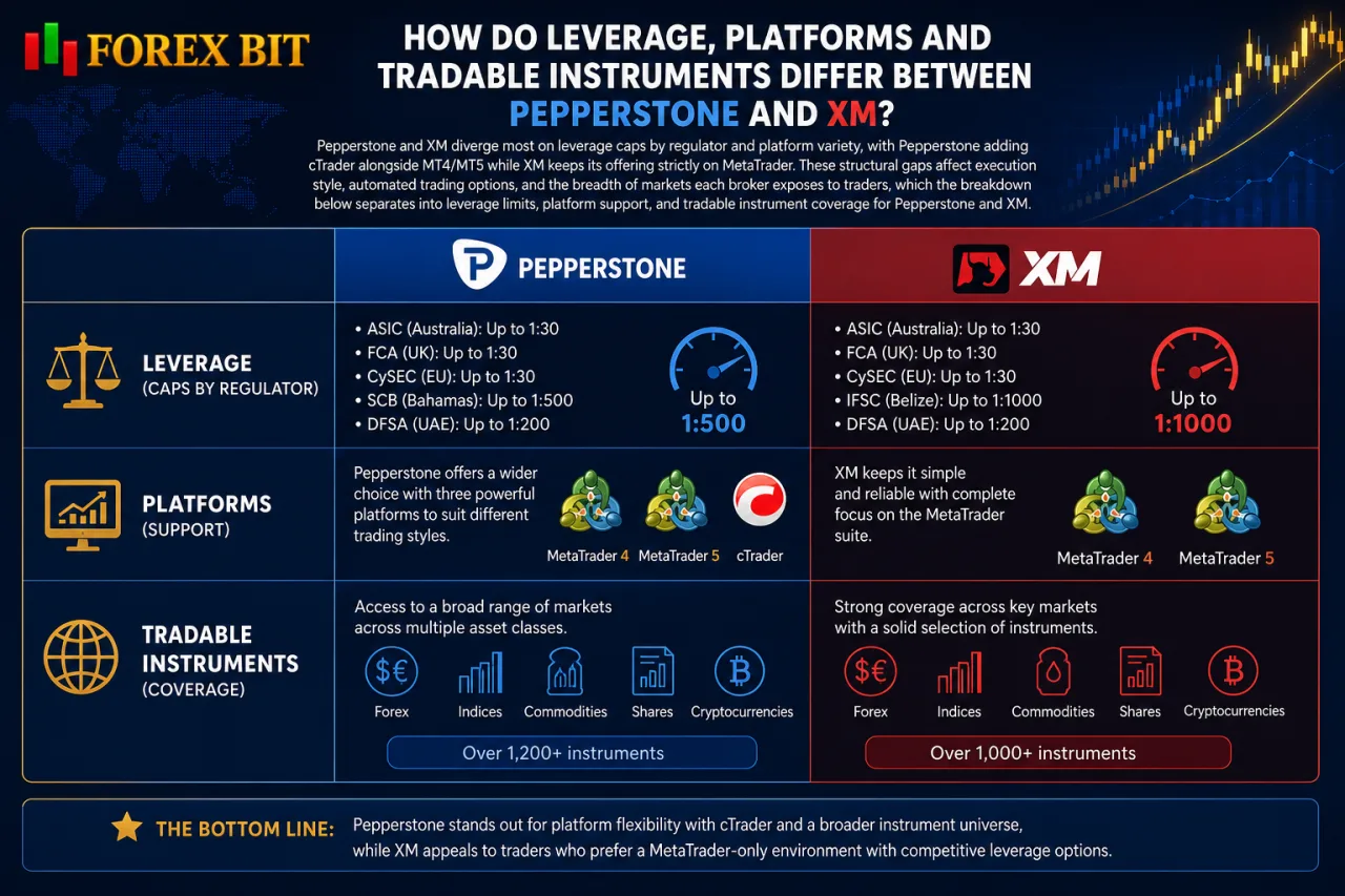 How Do Leverage, Platforms and Tradable Instruments Differ Between Pepperstone and XM How Do Leverage, Platforms and Tradable Instruments Differ Between Pepperstone and XM