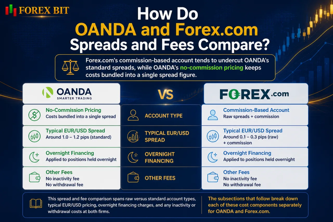 How Do OANDA and Forex.com Spreads and Fees Compare