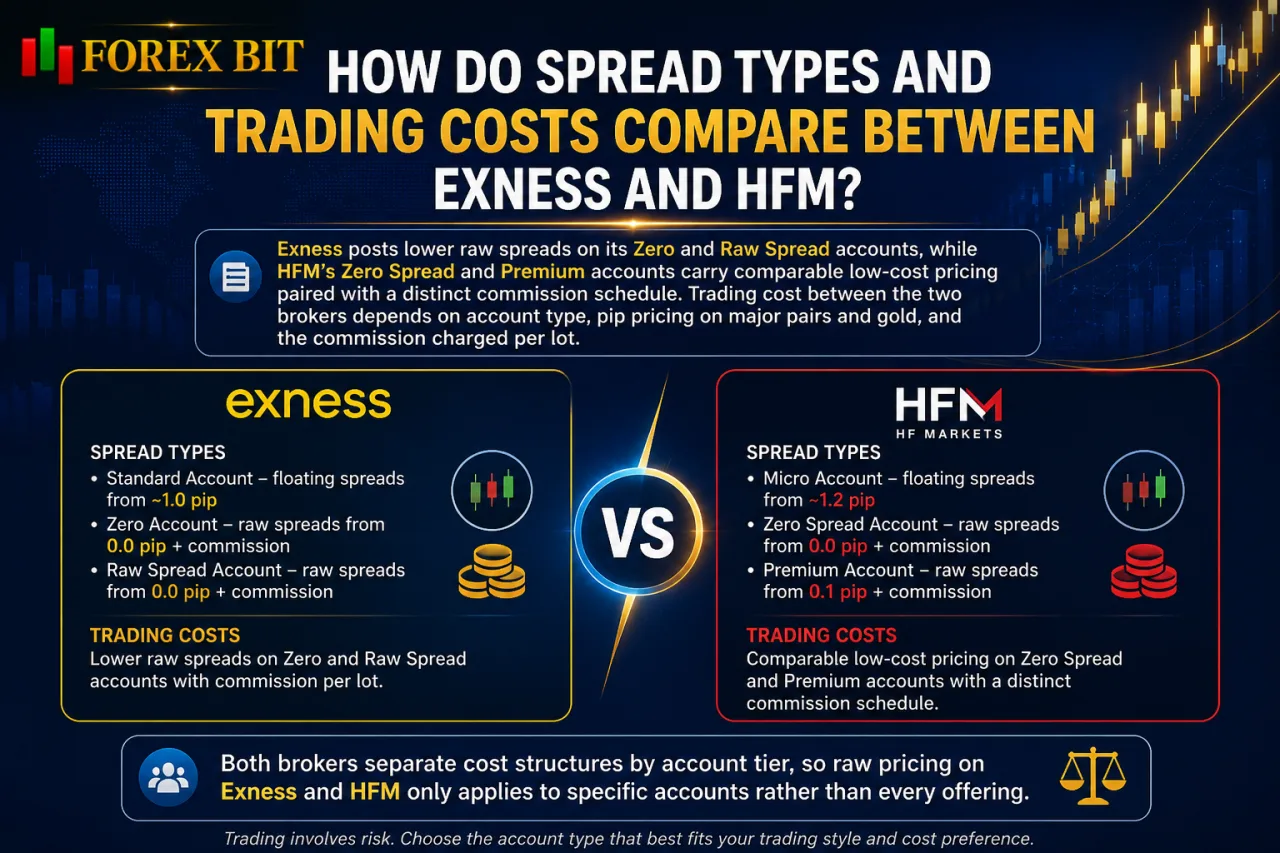 How Do Spread Types and Trading Costs Compare Between Exness and HFM