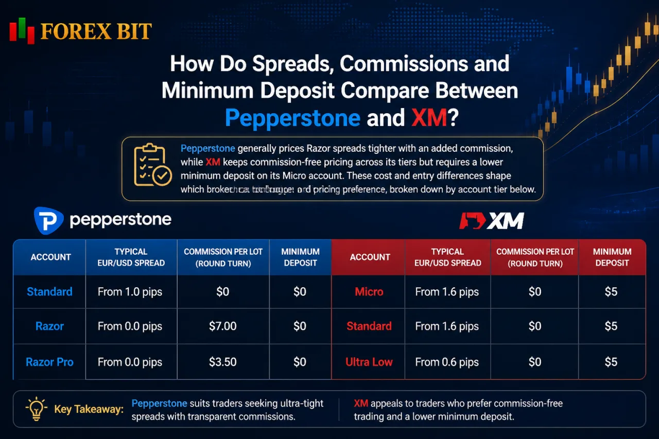 How Do Spreads, Commissions and Minimum Deposit Compare Between Pepperstone and XM How Do Spreads, Commissions and Minimum Deposit Compare Between Pepperstone and XM