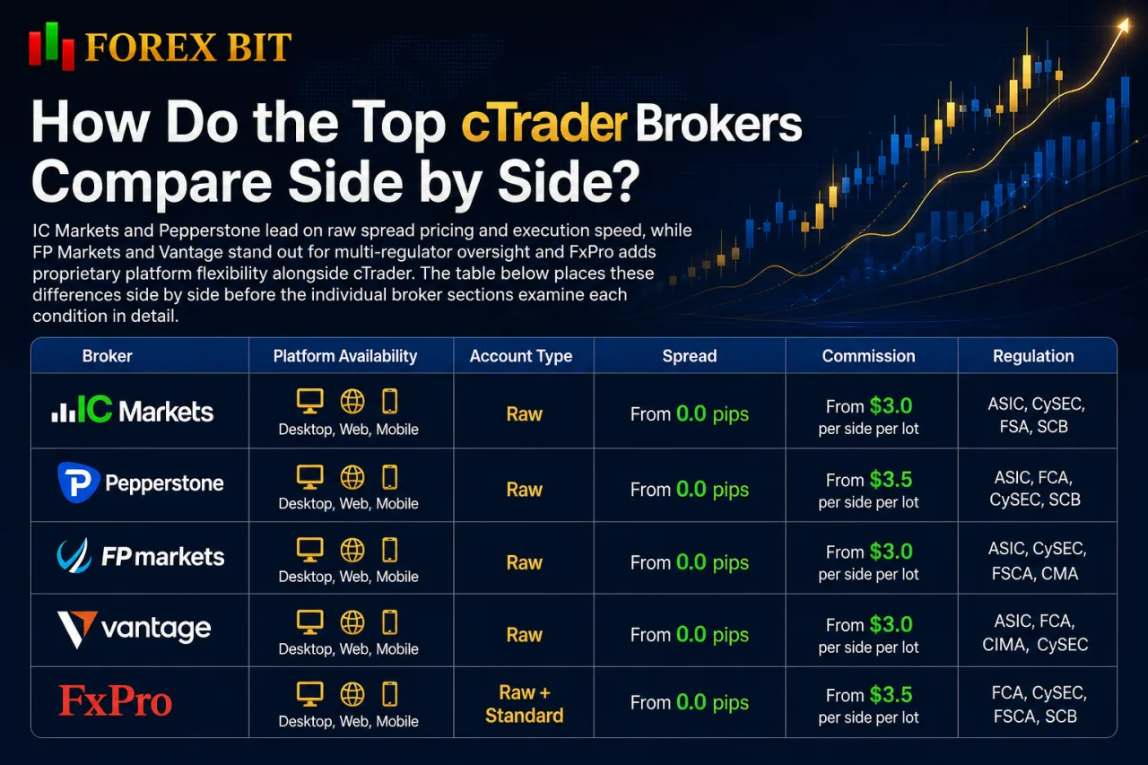 How Do the Top cTrader Brokers Compare Side by Side