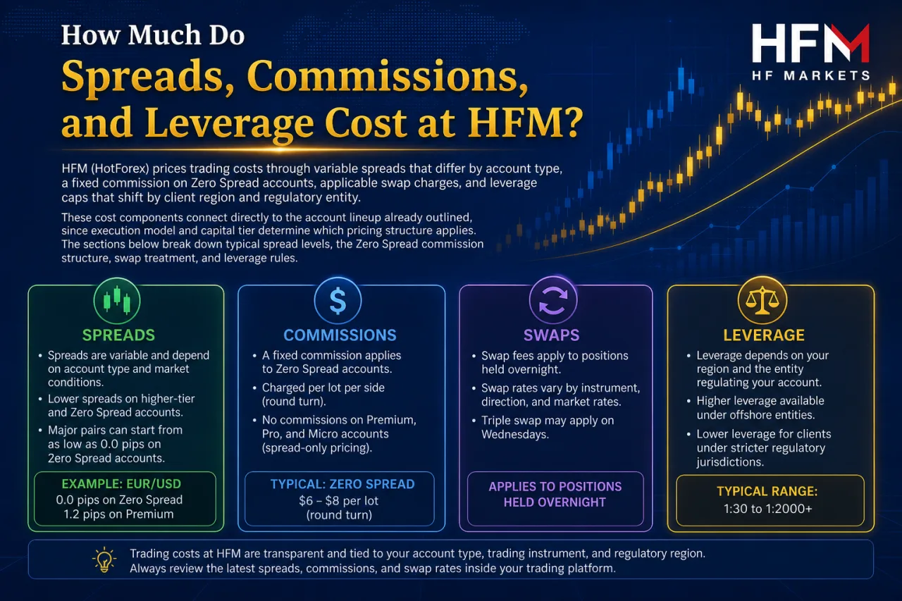 How Much Do Spreads, Commissions, and Leverage Cost at HFM