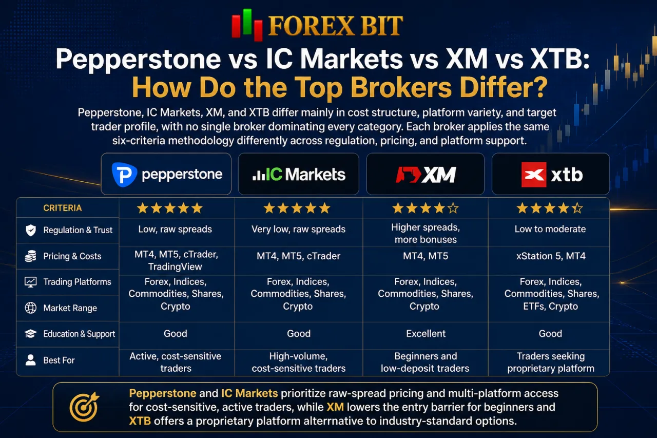 Pepperstone vs IC Markets vs XM vs XTB: How Do the Top Brokers Differ