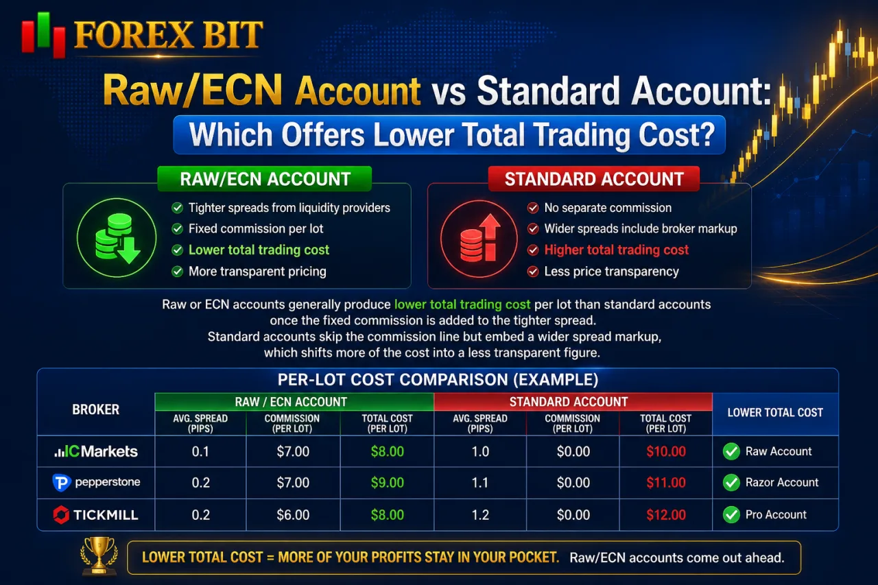 Raw/ECN Account vs Standard Account: Which Offers Lower Total Trading Cost