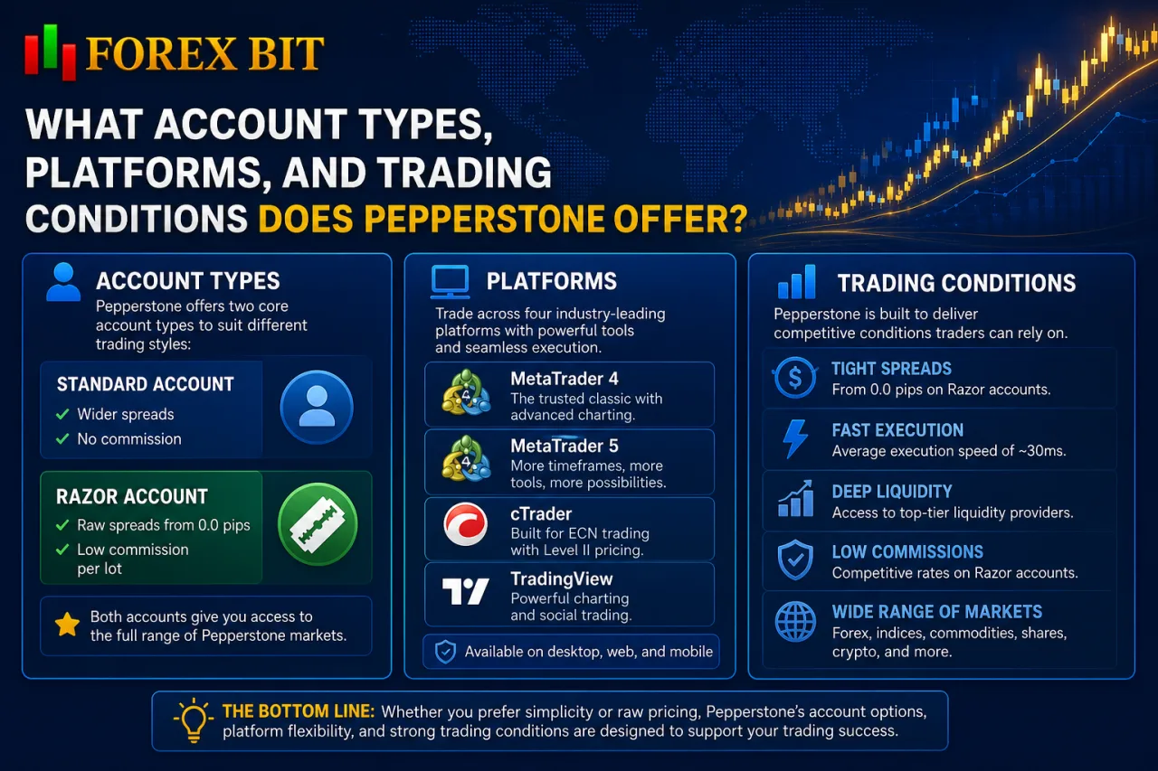 What Account Types, Platforms, and Trading Conditions Does Pepperstone Offer