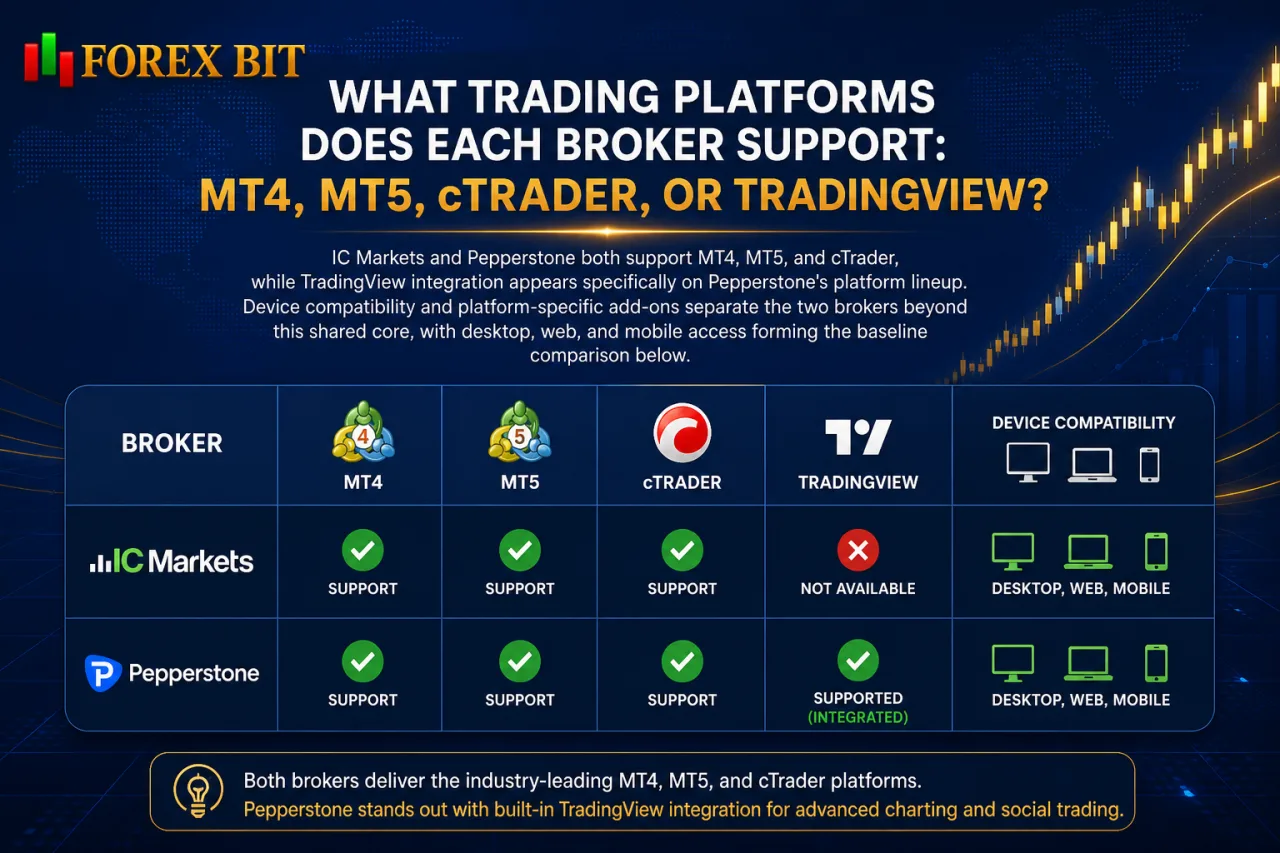 What Trading Platforms Does Each Broker Support: MT4, MT5, cTrader, or TradingView What Trading Platforms Does Each Broker Support: MT4, MT5, cTrader, or TradingView