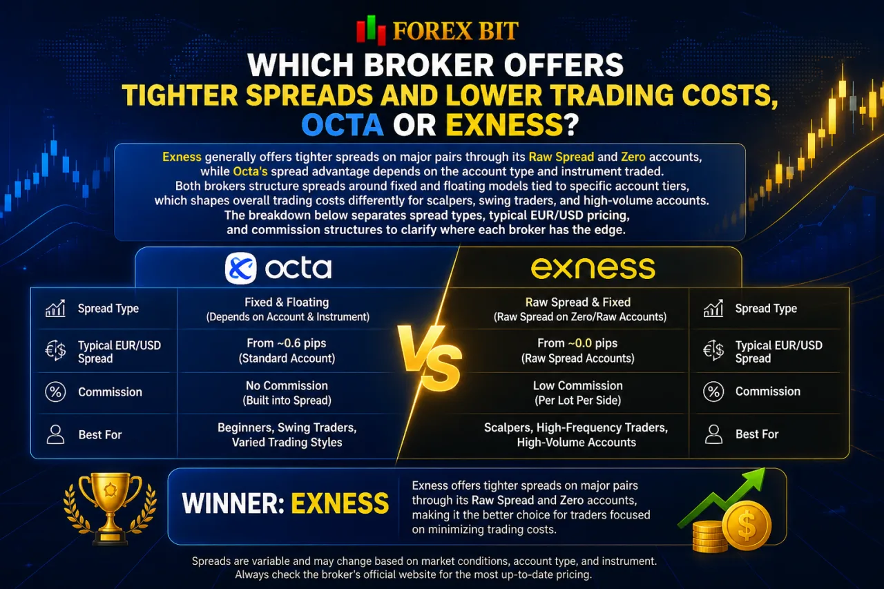 Which Broker Offers Tighter Spreads and Lower Trading Costs, Octa or Exness Which Broker Offers Tighter Spreads and Lower Trading Costs, Octa or Exness
