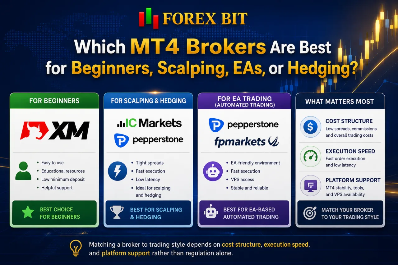 Which MT4 Brokers Are Best for Beginners, Scalping, EAs, or Hedging