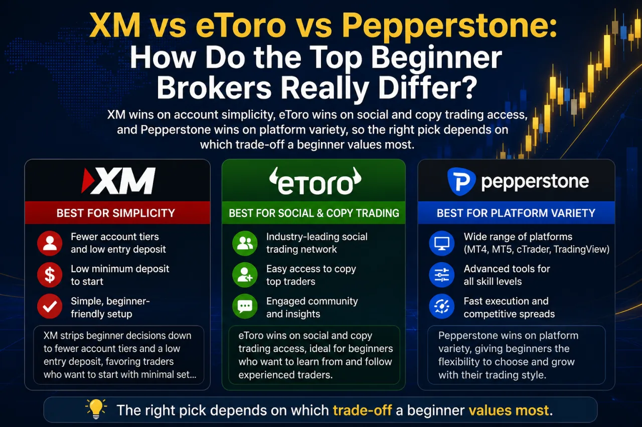 XM vs eToro vs Pepperstone: How Do the Top Beginner Brokers Really Differ