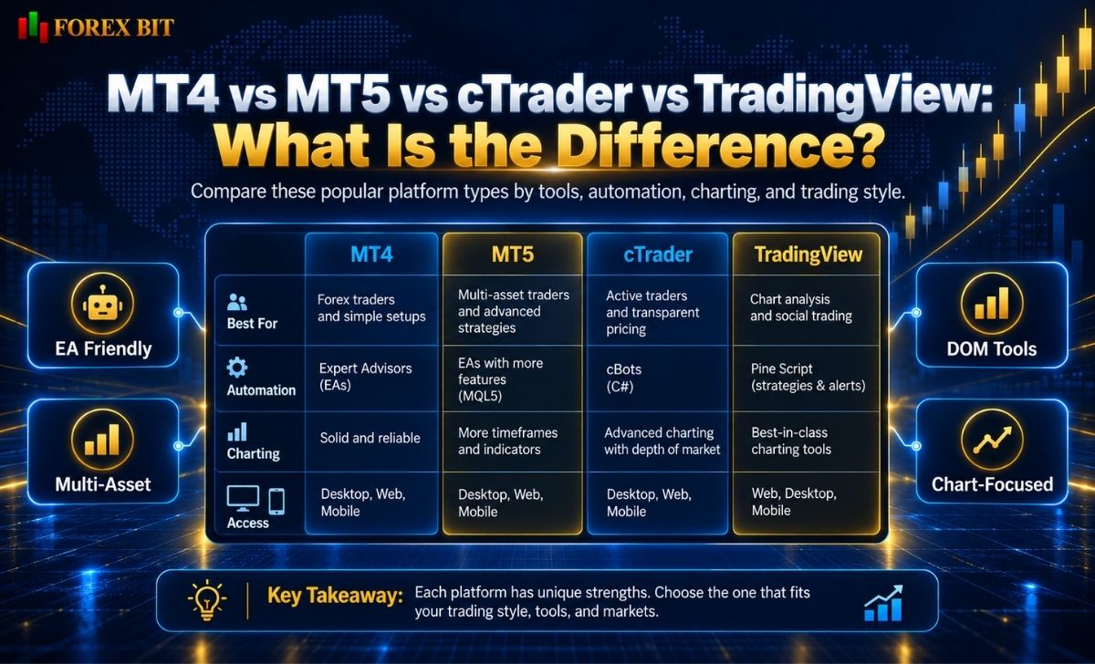 MT4 vs MT5 vs cTrader vs TradingView: What Is the Difference?